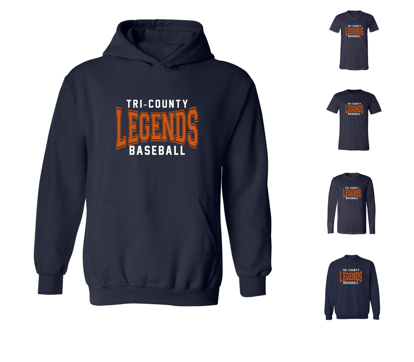 Tri-County Legends on Navy - Pick your shirt style