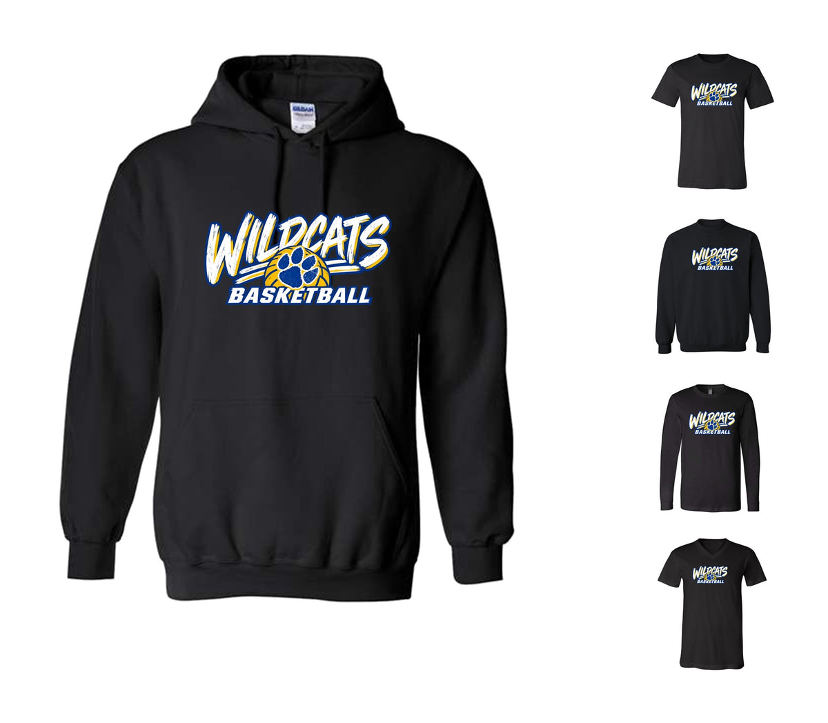 Wildcats Basketball on Black - Pick your shirt style
