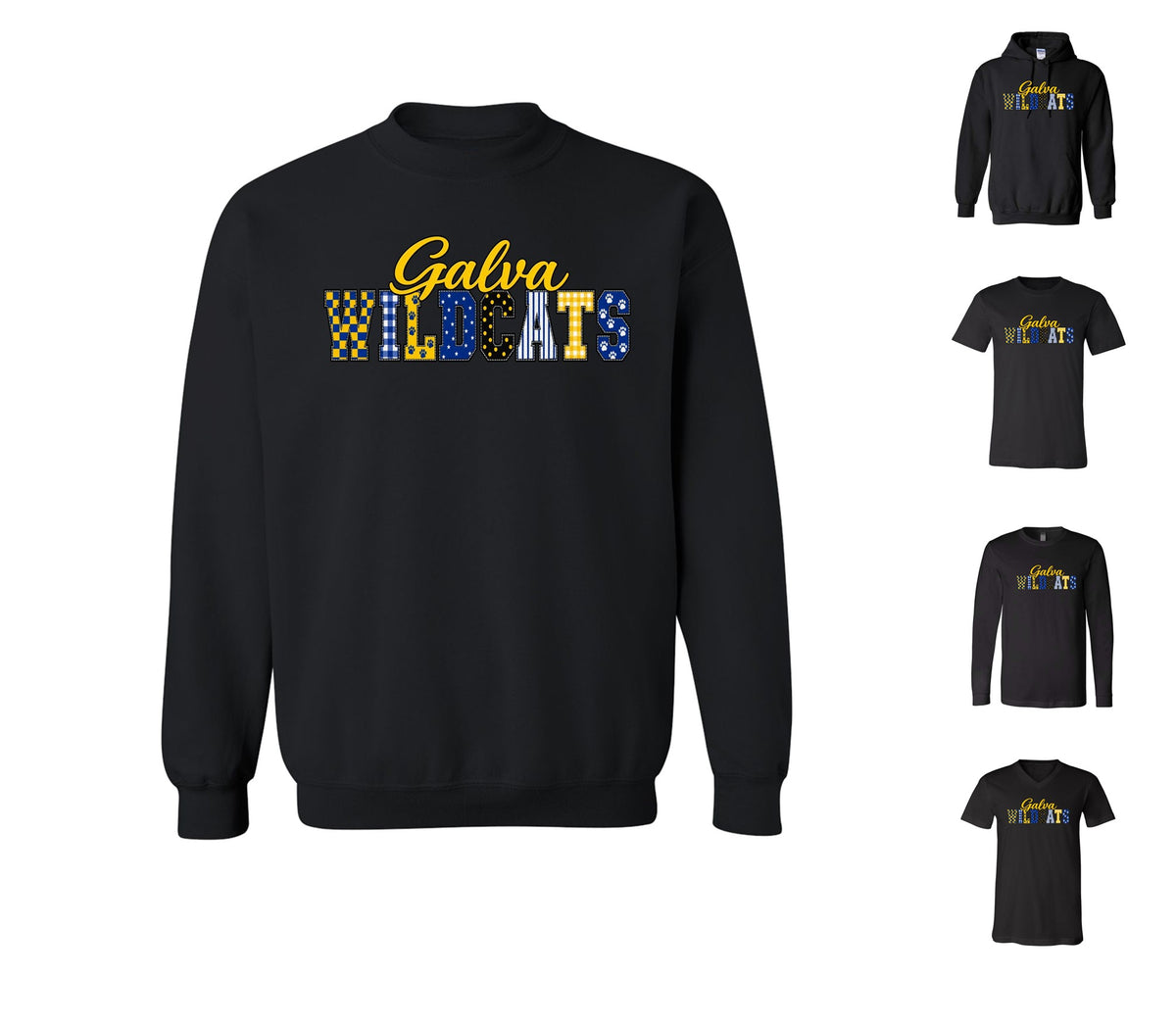 Wildcats Football on Black- Pick your shirt style