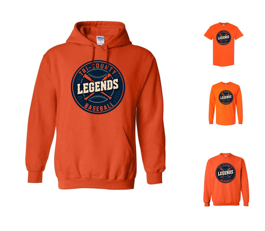 Tri-County Legends on Orange - Pick your shirt style