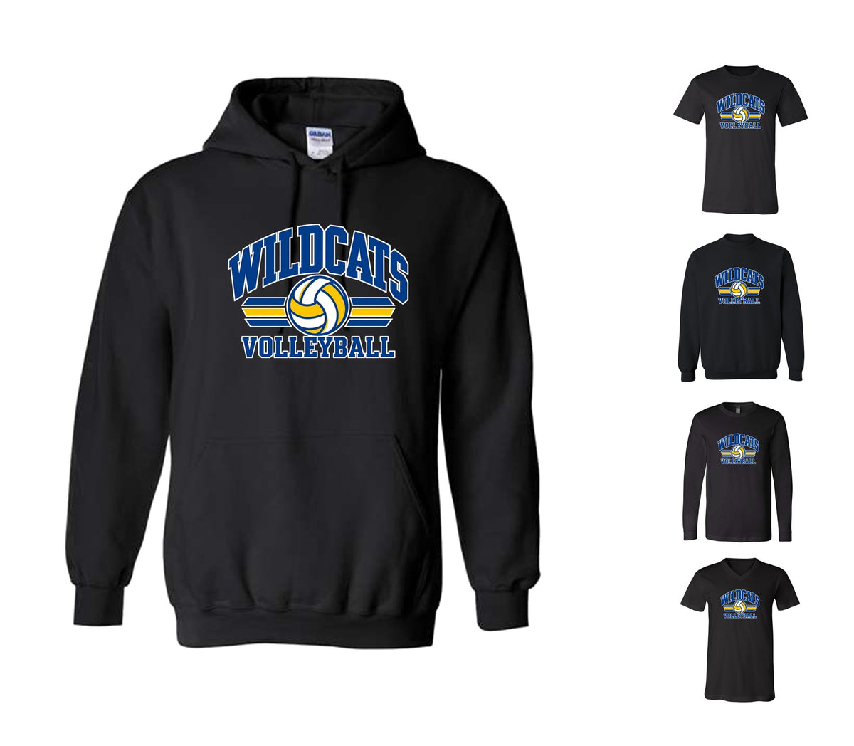 Wildcats Volleyball on Black - Pick your shirt style
