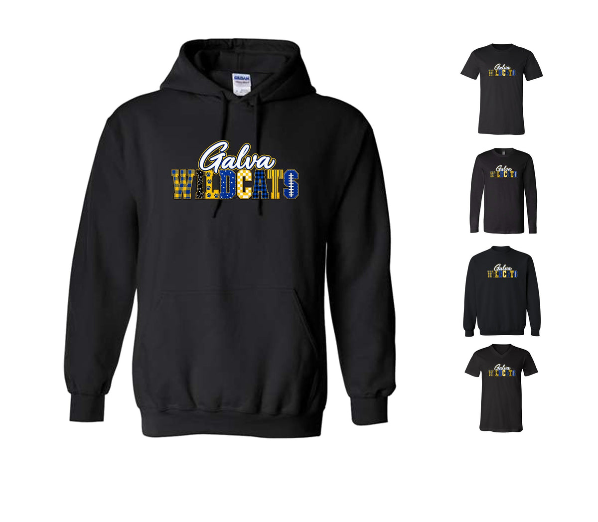 Wildcats Football on Black- Pick your shirt style