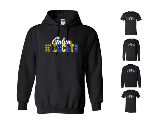 Wildcats Football on Black- Pick your shirt style
