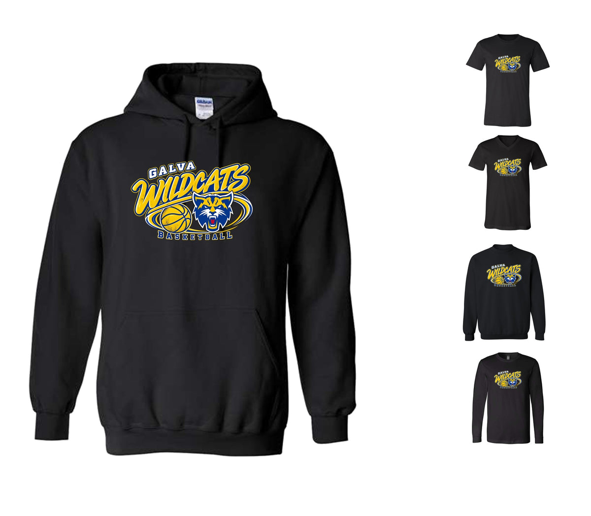 Wildcats Basketball on Black- Pick your shirt style