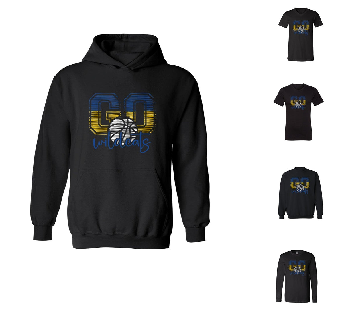 Wildcats Basketball on Black -  Pick your shirt style