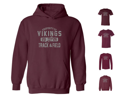Cambridge Track and Field Distressed on Maroon - Pick Your Shirt Style