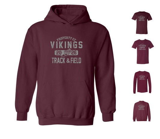Cambridge Track and Field Distressed on Maroon - Pick Your Shirt Style