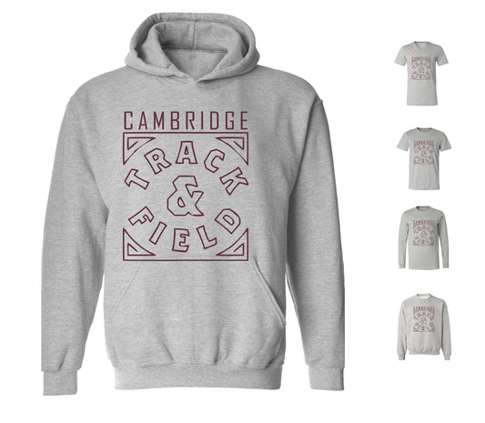 Cambridge Track and Field on Light Heather Grey - Pick your shirt style