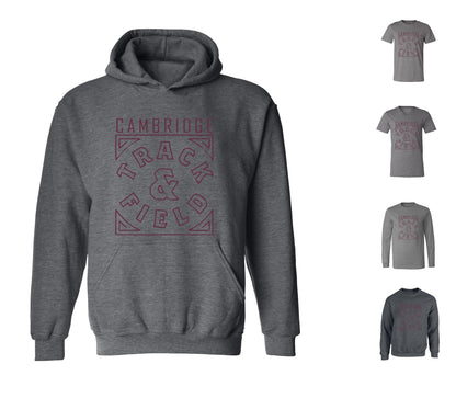 Cambridge Track and Field on Dark Heather Grey - Pick your shirt style