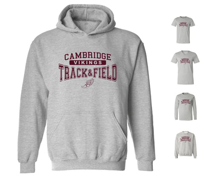 Cambridge Track and Field on Light Heather Grey - Pick your shirt style