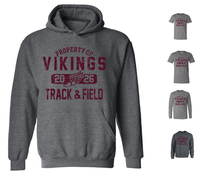 Cambridge Track and Field Distressed on Dark Heather Grey - Pick your shirt style