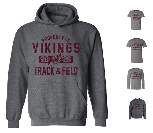 Cambridge Track and Field Distressed on Dark Heather Grey - Pick your shirt style