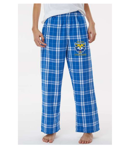 Youth Flannel Plaid Pant - Deep Royal with Wildcat Logo
